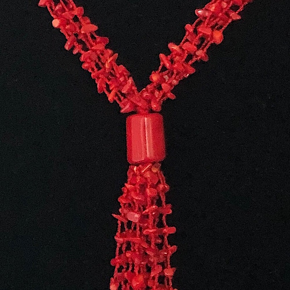 $112 6 Strand Estate Red Coral Necklace & Mother of Pearl Toggle Bar Clasp - Picture 4 of 5